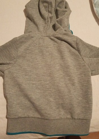 18-24 Ay Beden gri Renk Erkek Kapüşonlu Fermuarlı Gri Sweatshirt