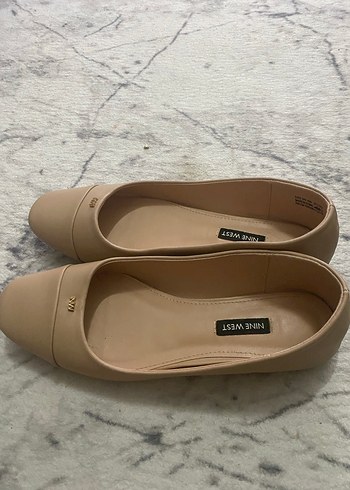 40 Beden Nine West Bej Kadın Blok Topuklu Babet