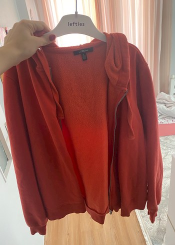 Kırmızı Fermuarlı Kadın Sweatshirt