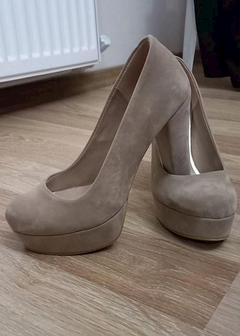 Diger Bej Süet Platform Topuklu Kadın Ayakkabı - Görsel 7
