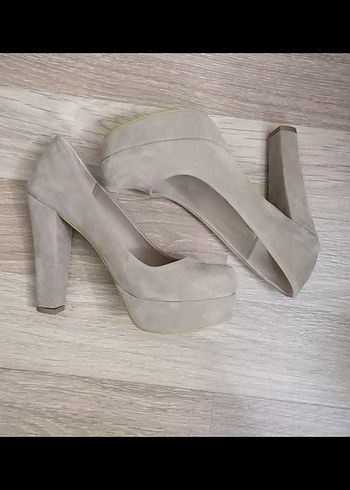 Diger Bej Süet Platform Topuklu Kadın Ayakkabı - Görsel 6