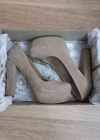 Diger Bej Süet Platform Topuklu Kadın Ayakkabı - Görsel 8