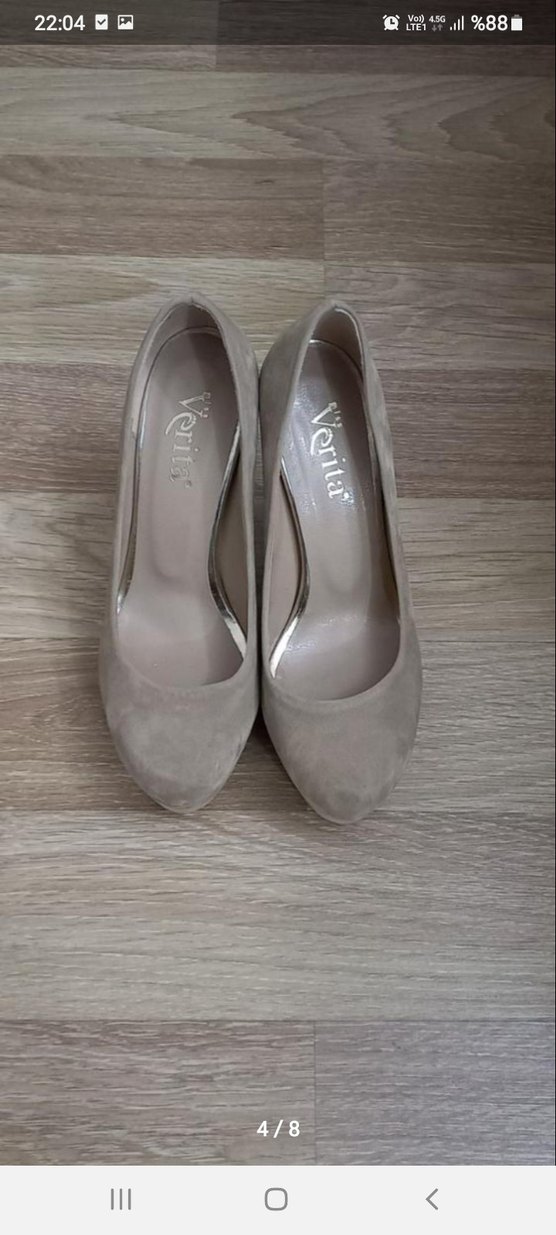 Diger Bej Süet Platform Topuklu Kadın Ayakkabı - Görsel 3