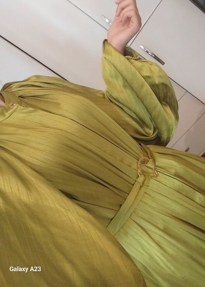 Yagyesili elbise - Görsel 4