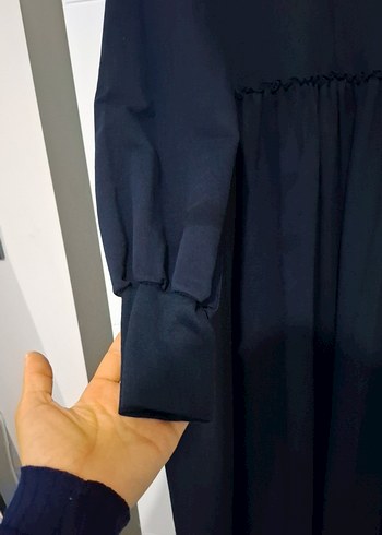 40 Beden Lacivert Kadın Uzun Büzgülü Elbise
