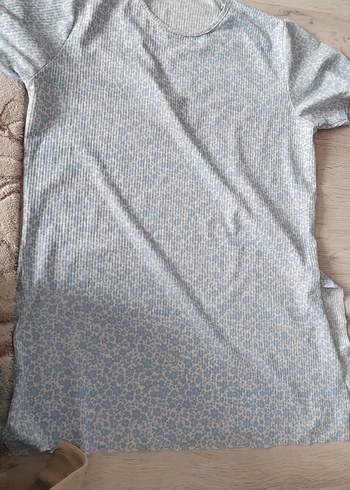 Gri Kısa Kollu Hamile Keten Tişört - Görsel 2