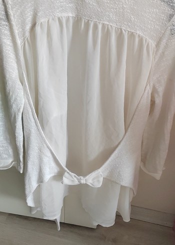 Beyaz Parlak Midi Kadın Sabahlık - Görsel 2