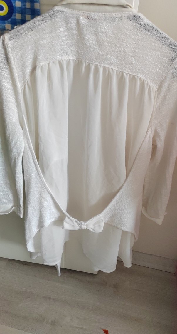 Beyaz Parlak Midi Kadın Sabahlık - Görsel 2