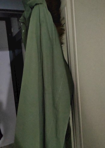 Düğmeli Uzun Haki Kadın mont - Görsel 2