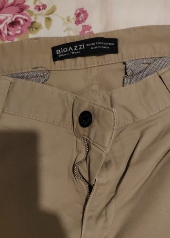 Bej Midi erkek Keten Rahat Pantolon - Görsel 2