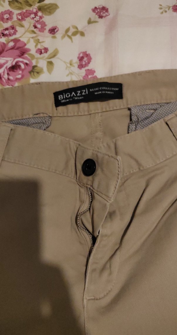 Bej Midi erkek Keten Rahat Pantolon - Görsel 2