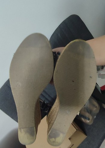 40 Beden siyah Renk Siyah Desenli Dolgu Topuk Kadın Sandalet