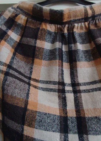 Drapeli Ekoseli Yün Mini Etek - Görsel 4