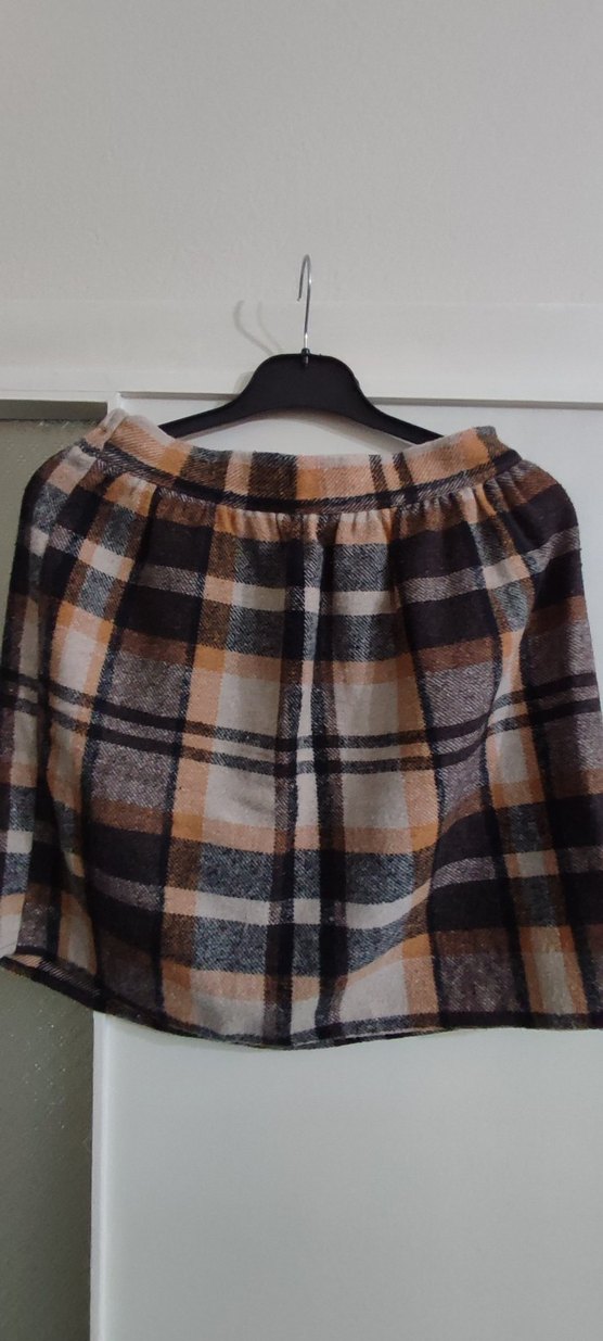 Drapeli Ekoseli Yün Mini Etek - Görsel 2