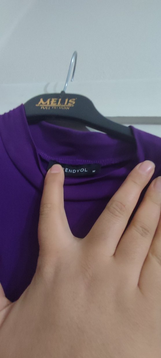 Mor Drapeli Uzun Kolsuz Elbise - Görsel 4