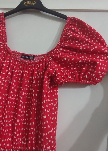 Kırmızı Renkli Midi Elbise - Görsel 4