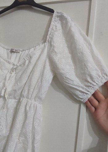 Beyaz Bohem Pamuklu Midi Elbise - Görsel 3