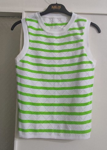 Yeşil Çizgili Triko Kadın Süveter - Görsel 2