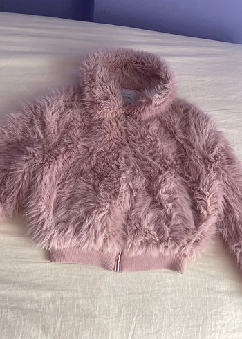 Defacto Pembe Peluş Detaylı Salaş Kadın Ceket