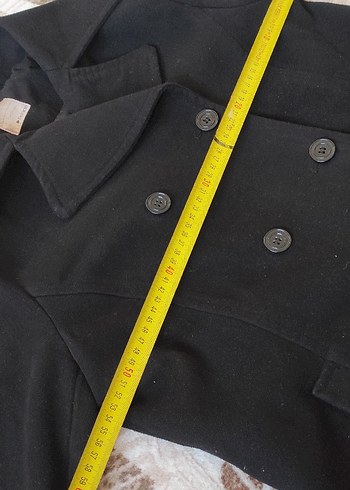 Siyah çift düğmeli  kaşe kaban - Görsel 6