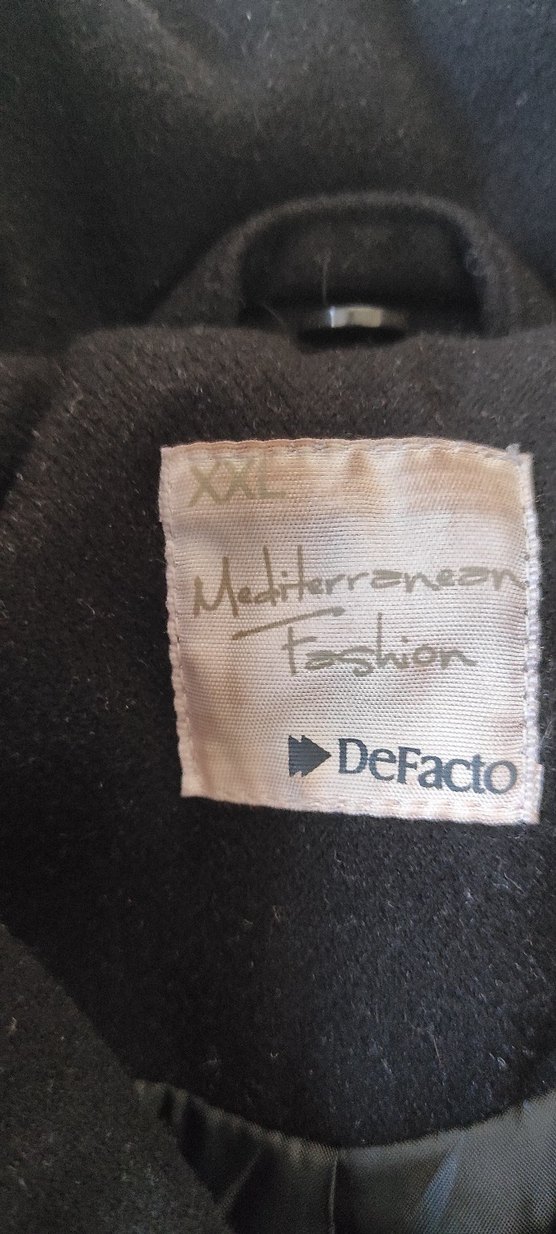 Siyah çift düğmeli  kaşe kaban - Görsel 3