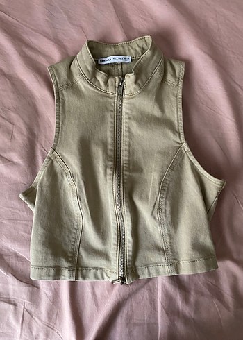 Bershka Fermuarlı Crop Top
