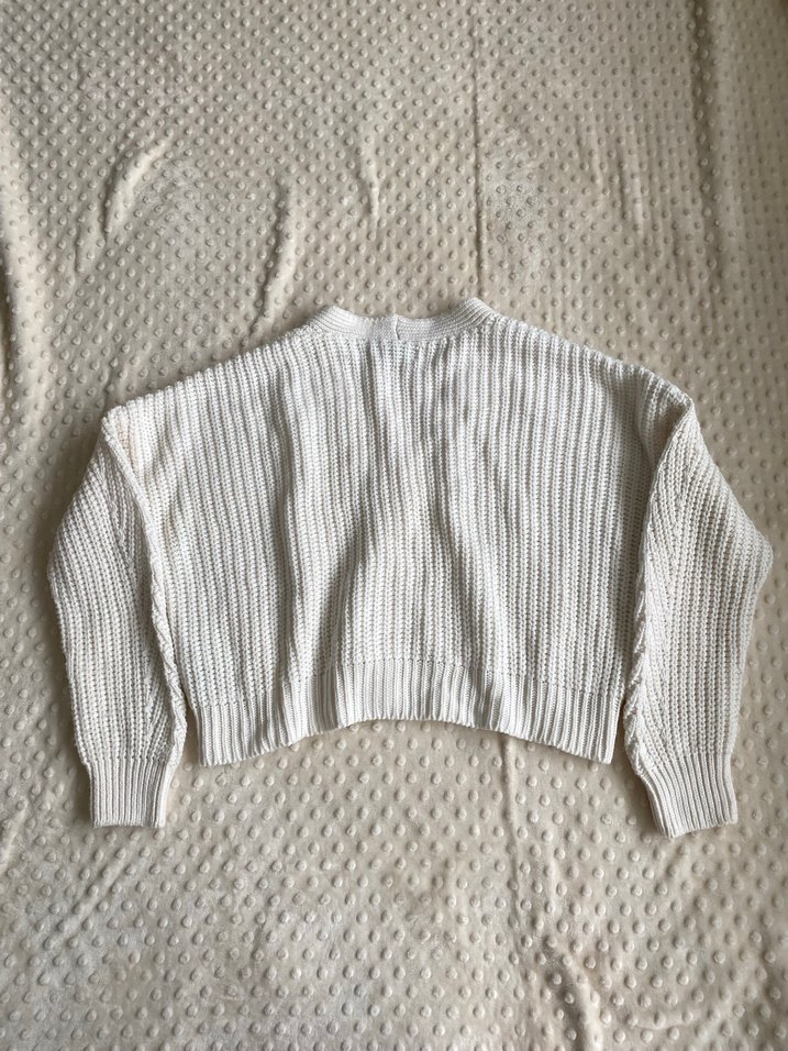 Beyaz Örgü Hırka - Görsel 2