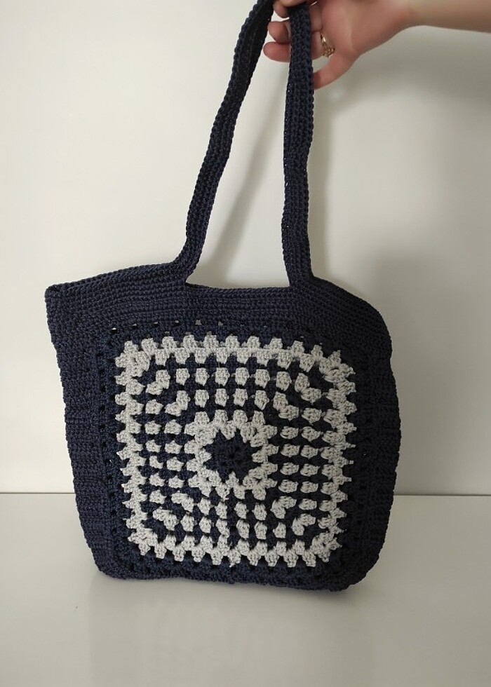 El örgüsü makrome çıtçıtlı çanta  - Görsel 2