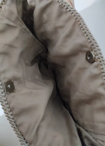 El örgüsü bej rengi makrome çanta  - Görsel 5