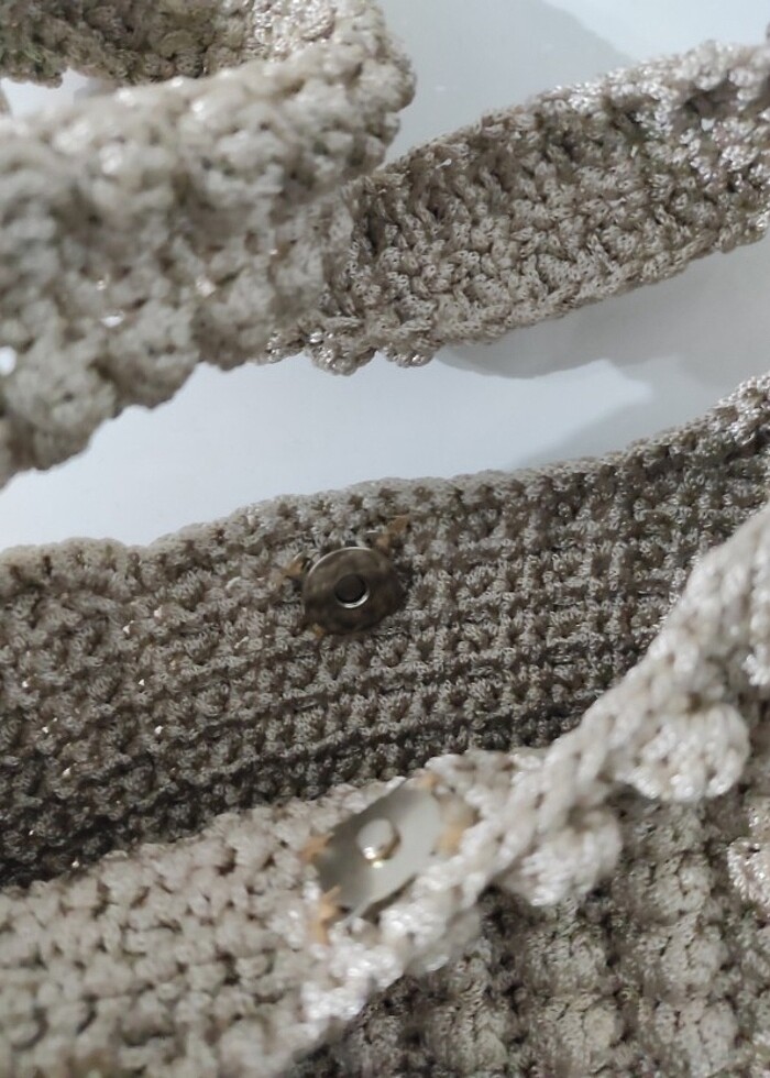 El örgüsü popcorn makrome çanta  - Görsel 3