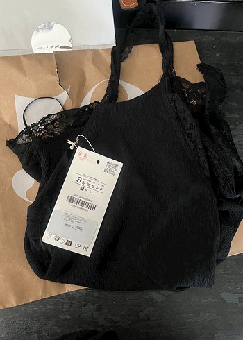 Zara Zara Dantel Detaylı Halter yaka bluz