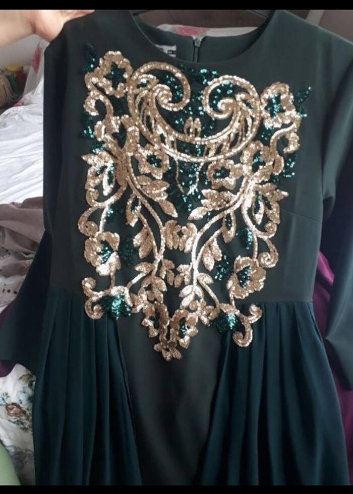 Yeşil tesettür abiye  - Görsel 2