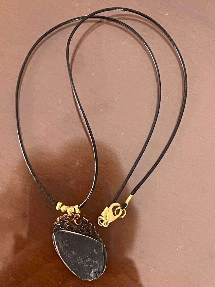 Kök zümrüt ve kök yakut taşlı bronz kolye - Görsel 5