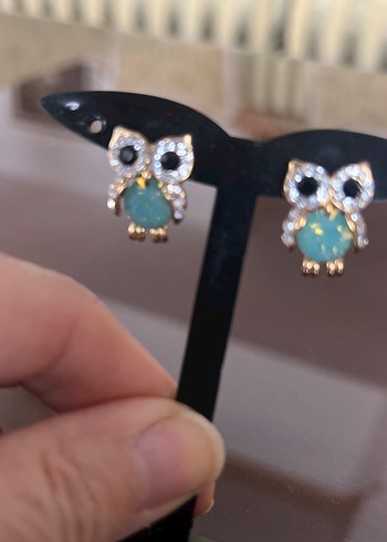 Turkuaz ve zirkon taşlı Avrupa küpe - Görsel 6