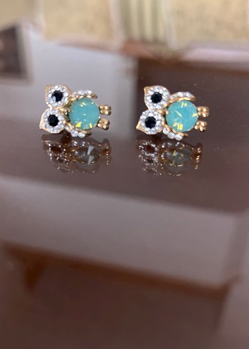 Turkuaz ve zirkon taşlı Avrupa küpe - Görsel 5