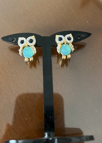 Turkuaz ve zirkon taşlı Avrupa küpe - Görsel 2