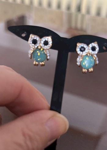 Turkuaz ve zirkon taşlı Avrupa küpe - Görsel 4