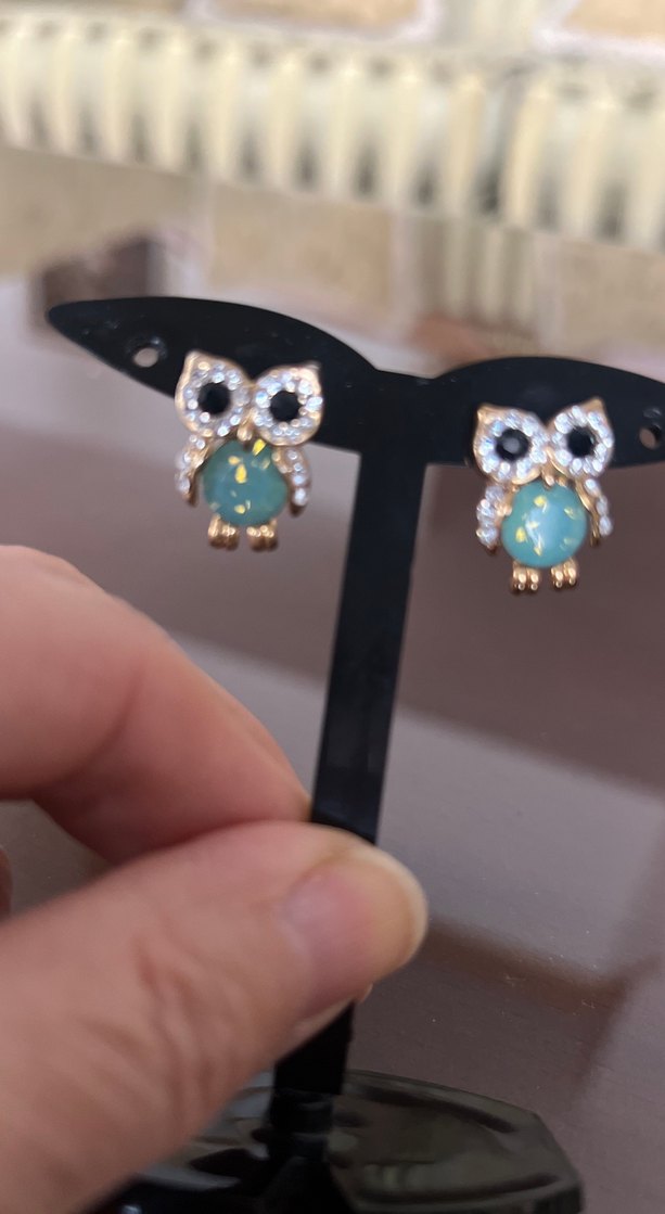 Turkuaz ve zirkon taşlı Avrupa küpe - Görsel 4