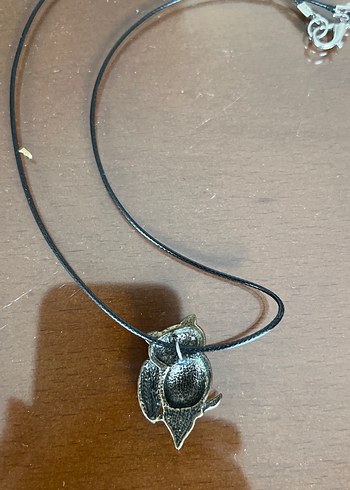 Bronz bohem tarzda Baykuş Detaylı deri kordonlu Kolye - Görsel 3