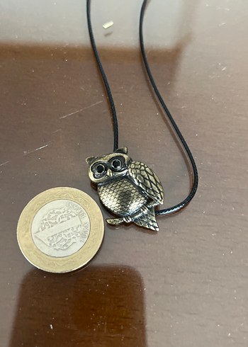 Bronz bohem tarzda Baykuş Detaylı deri kordonlu Kolye - Görsel 4