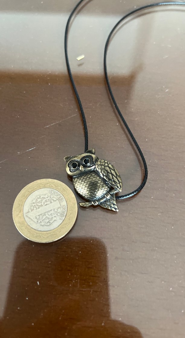 Bronz bohem tarzda Baykuş Detaylı deri kordonlu Kolye - Görsel 4