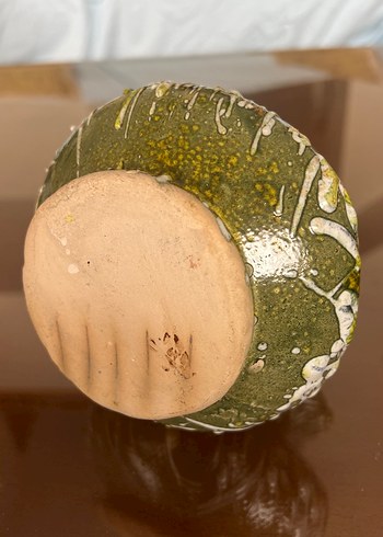 Koyu Sarı Dokulu Seramik Vazo - Görsel 5