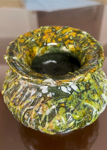 Koyu Sarı Dokulu Seramik Vazo - Görsel 4