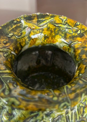 Koyu Sarı Dokulu Seramik Vazo - Görsel 3