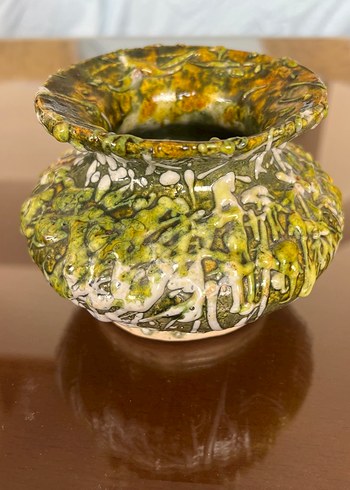 Koyu Sarı Dokulu Seramik Vazo - Görsel 2