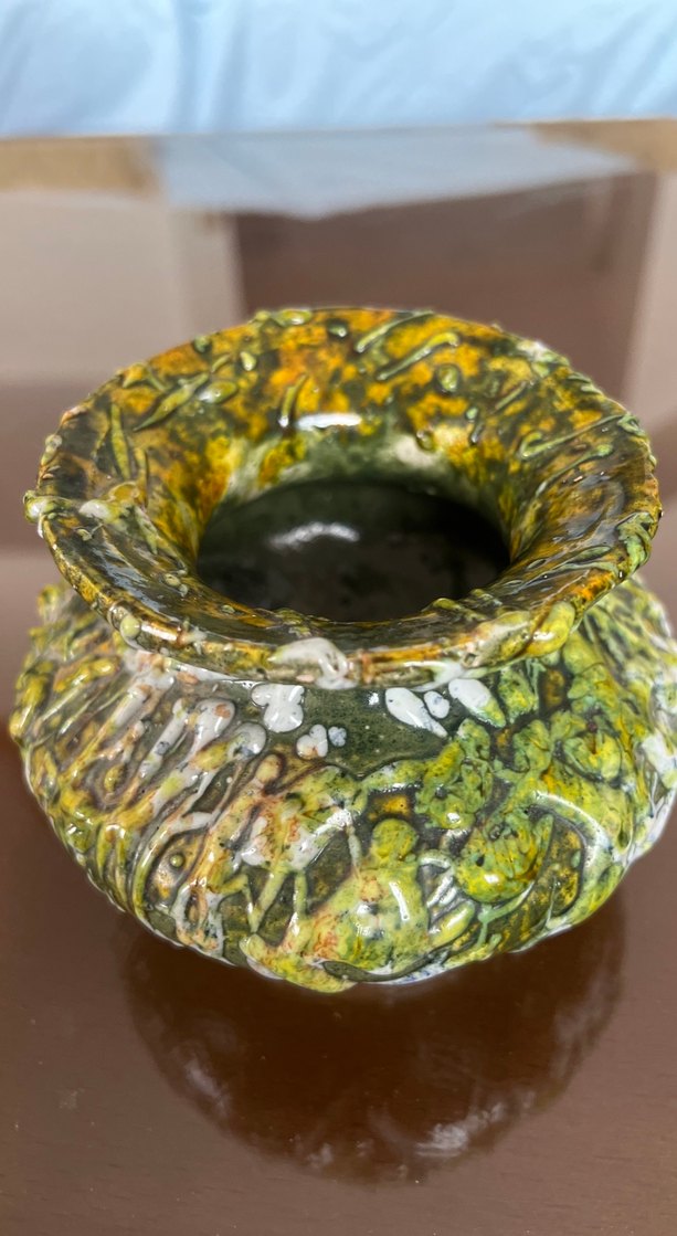 Koyu Sarı Dokulu Seramik Vazo - Görsel 4