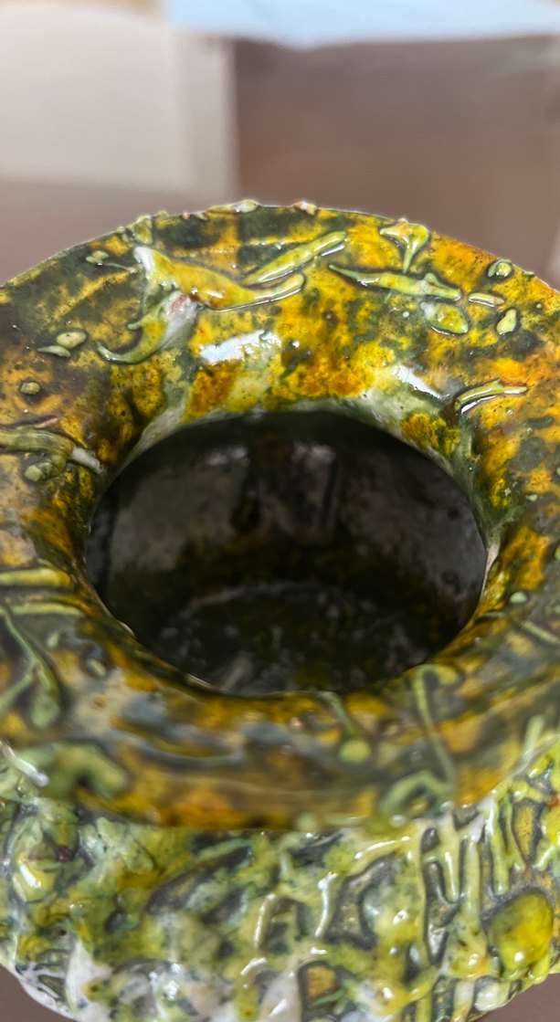 Koyu Sarı Dokulu Seramik Vazo - Görsel 3