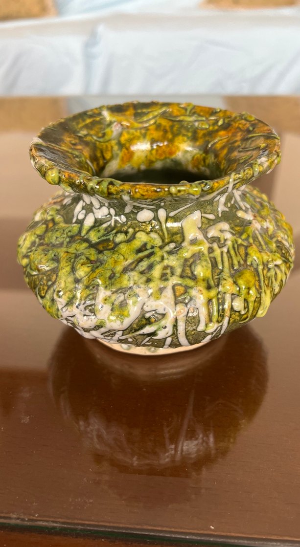 Koyu Sarı Dokulu Seramik Vazo - Görsel 2