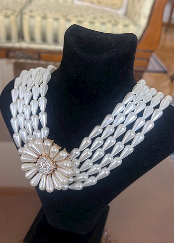 Çiçek motifli yapay inci antika gerdanlık - Görsel 4