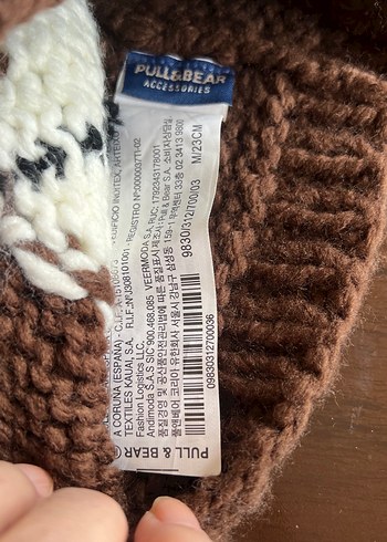 Kahverengi Nakışlı Örgü bere kullanılmamış Pull&And Bear markalı - Görsel 3